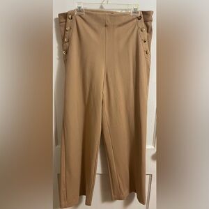 Talbots Greenwich Pants with Sailor Buttons Feature - Wide Leg - Tan - Size 14